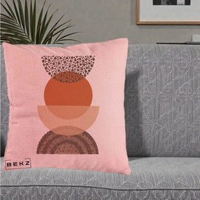 Perna Decorativa Boho Stiva Forme Punctate Terracotta, 40x40 cm, Roz, Husa Detasabila, Perna Inclusa, BEKZ®