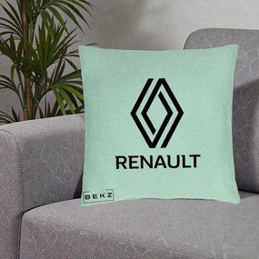 Perna Personalizata cu emblema Renault, 40x40 cm, Verde Menta, Husa Detasabila, Perna Inclusa, BEKZ®