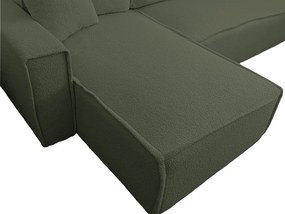 Canapea extensibila de colt SMART BOUCLE, verde inchis, reversibila, 232x143 cm