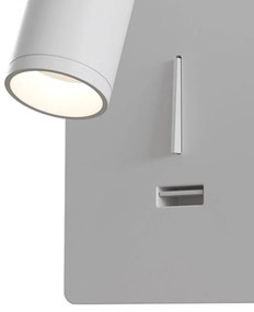 Aplica de perete cu spot LED directionabil si port USB Mirax alb