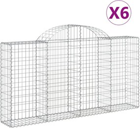 vidaXL Coșuri gabion arcuite 6 buc, 200x30x100/120 cm fier galvanizat