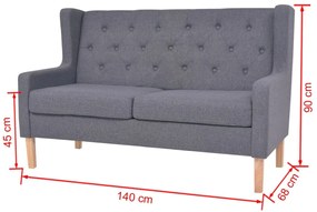 Set de canapele, 2 piese, material textil, gri Gri, 2 locuri + 3 locuri