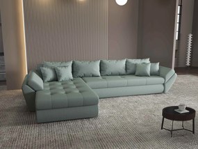 Colțar extensibil dumonde cu ladă de depozitare si sezut confortabil din spuma high-density, Loana XL Enjoy Mint 335x185 cm