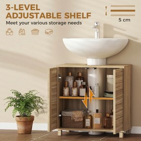 HOMCOM Dulap Sub Lavoar, Baie cu Raft Reglabil, Design Push-to-Open | Aosom Romania