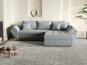 Colțar extensibil dumonde cu ladă de depozitare si sezut confortabil din spuma high-density, Loana Zoom Grey II 270x185 cm