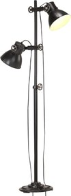 vidaXL Lampă de podea cu 2 abajururi, negru, E27, fontă