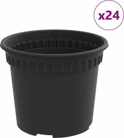 vidaXL Ghiveci rotund pentru flori 24 pcs Negru Ø 12,5 x 10 cm Plastic