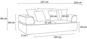 Canapea gri închis cu tapițerie din chenille 237 cm Whesley – Bobochic Paris