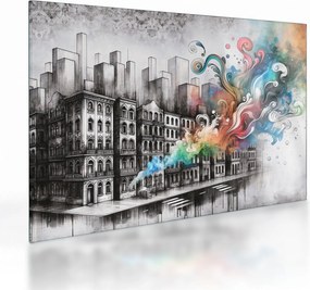 Tablou pe sticlă - Viața industrială (70x50 cm)