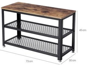 Vasagle Bancă pentru hol cu spațiu pentru pantofi INDY, 73x30x45cm, maro/negru
