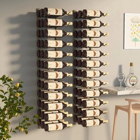 Suport sticle vin montat pe perete,2 buc.,36 sticle,auriu, fier Auriu, 2, 36