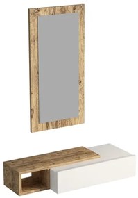 Raft de perete + oglindă de perete VIEN alb/pin atlantic
