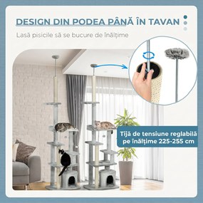 PawHut Copac pentru Pisici de Interior Turn de Joaca Centru de Activitati de Escaladare Turn de Zgariere Apartament Perne Inaltime Reglabilaaccesorii animale feline sala de gimnastica pisoi lounge mobila sufragerie | Aosom Romania