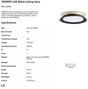 Lustra / Plafoniera LED design modern 45cm TENDER neagra
