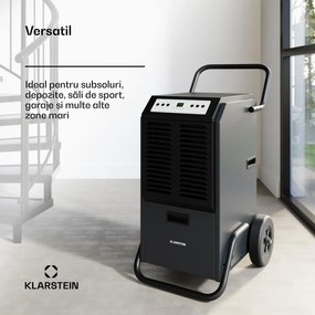 Klarstein DuraDry 70L dezumidificator, 70 l/zi, 90-140 m², oțel inoxidabil, mobil, 450 m³/h