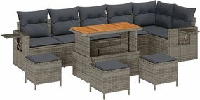 vidaXL Set de canapele pentru grădină 10 pcs Gri poliratan