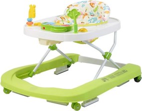 Premergator Premium reglabil in 3 trepte de inaltime NOVOKIDS™ ZooZoo Baby ,Roti silentioase din silicon, Cu melodii, Animalute, Pliabil, Verde