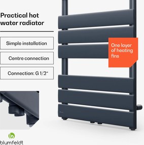 Blumfeldt Fairmont, 50 x 107, radiator, 509 W, apă caldă, 4 șine pentru prosoape, 1/2"
