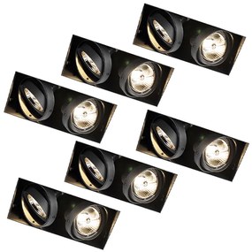 Set de 6 spoturi îngropate negre GU10 AR70 fără ramă 2 lumini - Oneon