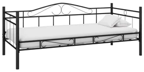 60584 vidaXL Cadru pat de zi, negru, 90 x 200 cm, metal