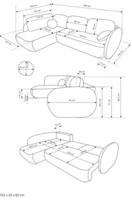 Canapea colțar extensibilă OLBIA, stânga, L, bej, cu spațiu de depozitare