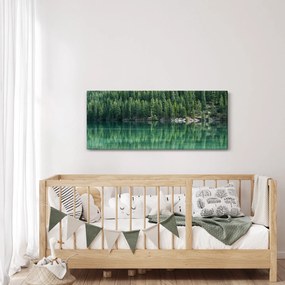 Tablou - Coniferi lângă lac (120x50 cm)