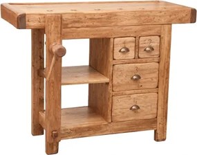 Banc de tamplar, L116 63 H90 cm, 4 sertare, natur, lemn masiv