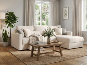 Coltar extensibil reversibil VENORIA 220x143 cm, crem + 2 perne CADOU