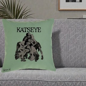 Perna Personalizata K-pop KATSEYE Foto Roz Vintage, 40x40 cm, Verde, Husa Detasabila, Perna Inclusa, BEKZ®