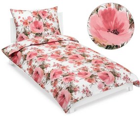 Lenjerie de pat din bumbac Bellatex Hibiscus roz, 140 x 200 cm, 70 x 90 cm
