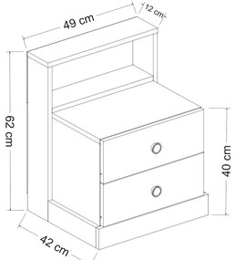 Noptieră Nilili 3 (alb). 1094434