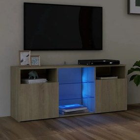 804304 vidaXL Comodă TV cu lumini LED, stejar sonoma, 120x30x50 cm