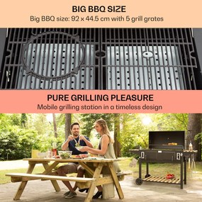 Aberdeen Double Charcoal Grill Smoker Thermometer 2 Side Tables Mobile