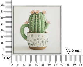 Mauro Ferretti Tablou Imprimat Pe Pânză Lacuită, Cu Ramă, Model «Borcan Cu Cactus», Orientare Orizontală, Dimensiuni 40 X 2,8 X 40 Cm | Aosom Romania