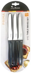 Set de 6 cuțite de masă Luigi Ferrero Prima FR-1265, Oțel inoxidabil, Curățare ușoară, Negru/inox