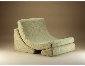 Fotoliu de copii verde cu tapițerie din țesătură bouclé Moon – Wigiwama