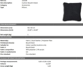 Perna decorativa LUX 50x50cm, Bouclé Black S 115146 HZ