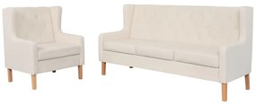 274929 vidaXL Set de canapele, 2 piese, material textil, alb crem