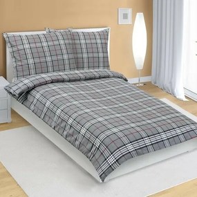 Lenjerie de pat din flanelă Bellatex Carouri gri , 140 x 220 cm, 70 x 90 cm, 140 x 220 cm, 70 x 90 cm