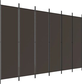 vidaXL Paravan de cameră cu 6 panouri, maro, 300x200 cm, textil
