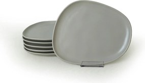 Set 6 farfurii desert 275KRM2207, gri mat, ceramica, 23 cm