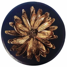 Caseta bijuterii,cutie decorativa lemn cu motive florale in relief pe capac,D20cm