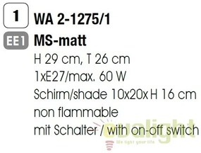 Aplica de perete stil clasic Kara WA 2-1275/1 satin OR