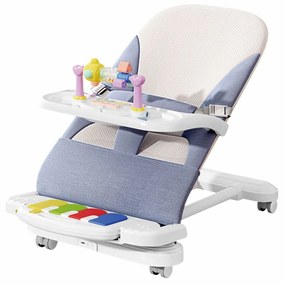 Balansoar pentru Bebeluși cu Pedale Muzicale, Tavă Detașabilă și Roți 360⁰ - Premium Baby BLC-28-albastru