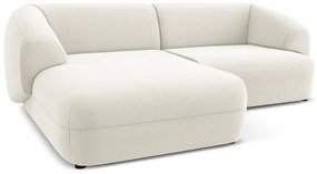 Colțar alb cu tapițerie din catifea (cu colț pe partea stângă) Moana – Makamii