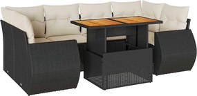 vidaXL Set canapele de grădină cu perne, 7 piese, negru, poliratan