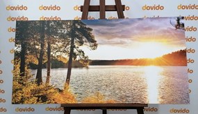 Tablou apus de soare deasupra lacului