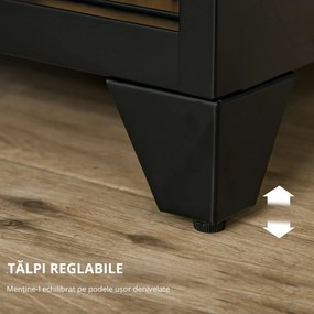 HOMCOM Dulapior Metalic Stil Industrial cu Ușă, Spațiu de Stocare pentru Hol/Dormitor, Negru | Aosom Romania