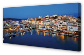 Tablouri canvas oraș Grecia Coast timp de noapte