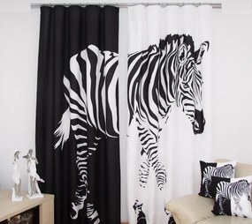 Draperie alb-negru cu zebră Lăţime: 160 cm | Lungime: 250 cm (într-un set de 2 bucăți)